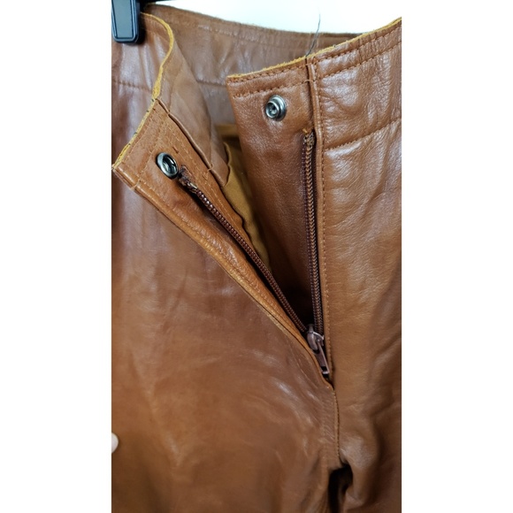 Hugo Buscati Camel Colored Leather Pants Size 6 - Picture 3 of 7